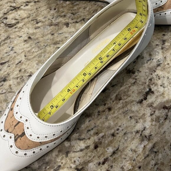 Vintage California Magdesians Women’s White Leather Cork Wedges Shoes 6M - Picture 11 of 11